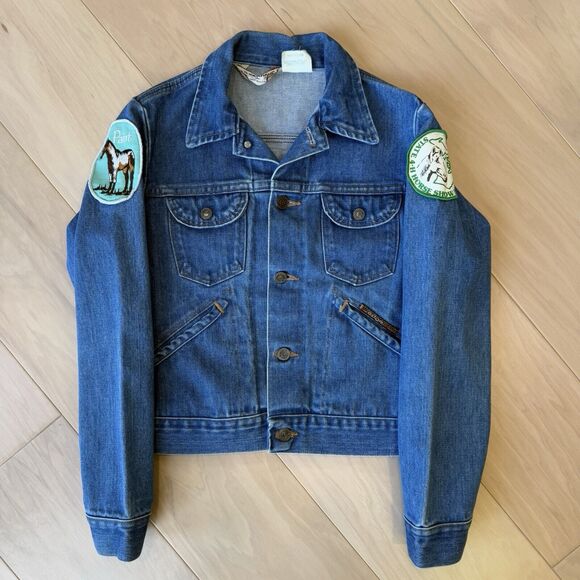 Vintage Sedgefield Denim Jacket 16 Blue 80s FFA Made in USA Horse Racing Western - Picture 2 of 9